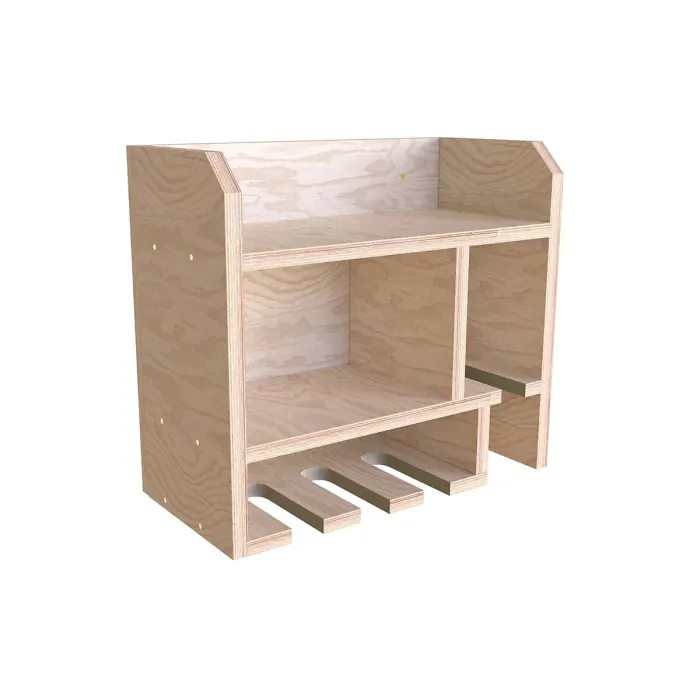 Tooltrek1 Power tool organizer storage rack, wall-mount drill holder, charging station for 4 power drills, Plywood