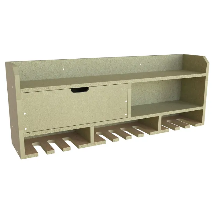 Tooltrek3 Power tool organizer storage rack, wall-mount drill holder, charging station for 10 power drills, UniMDF