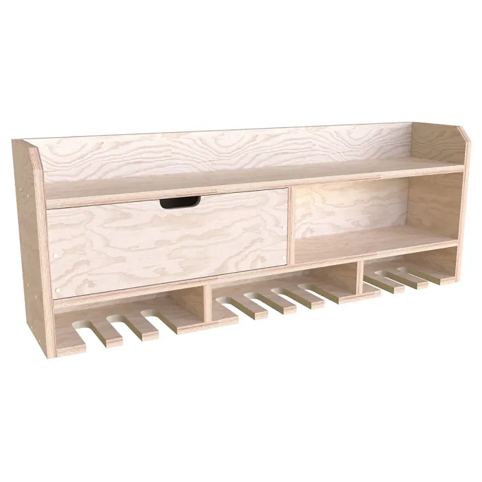 Tooltrek3 Power tool organizer storage rack, wall-mount drill holder, charging station for 10 power drills, Plywood