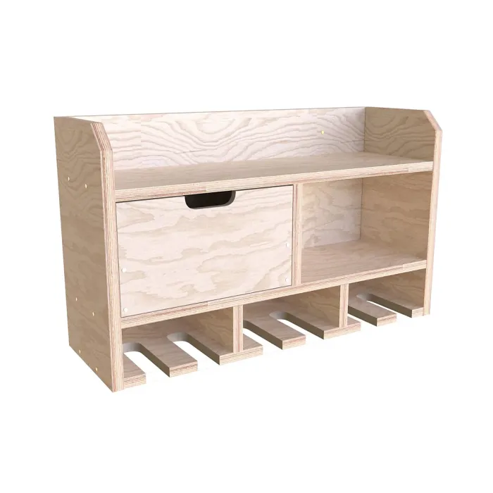 Tooltrek3 Power tool organizer storage rack, wall-mount drill holder, charging station for 6 power drills, Plywood