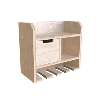 Tooltrek3 Power tool organizer storage rack, wall-mount drill holder, charging station for 4 power drills, Plywood