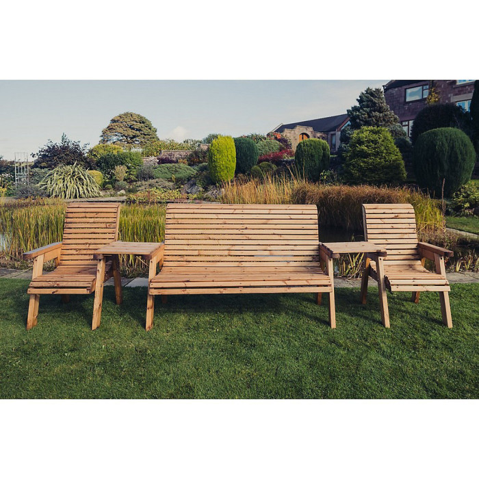 Valley 5 Seater Set - Timber - Fully Assembled - Set of Waterproof Cushions Included