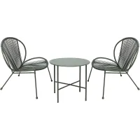 3 Piece Green Garden Furniture Set - 2 Chairs & Table - Perfect for using Outdoor Patio Balcony Poolside
