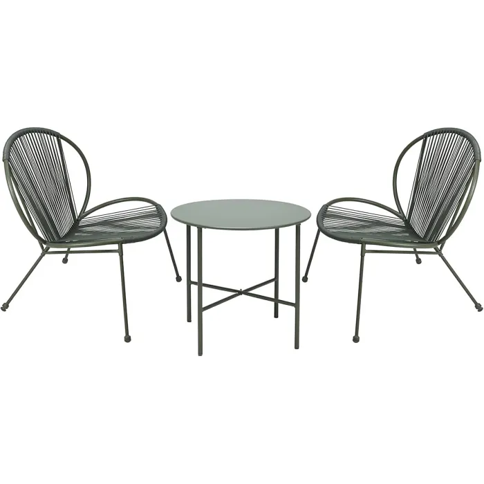 3 Piece Green Garden Furniture Set - 2 Chairs & Table - Perfect for using Outdoor Patio Balcony Poolside