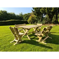 Ashcome Table Set Sits 6 Including 2 Bench and 4 Chairs - L120 x W93 x H77 cm