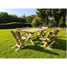 Ashcome Table Set Sits 6 Including 2 Bench and 4 Chairs - L120 x W93 x H77 cm