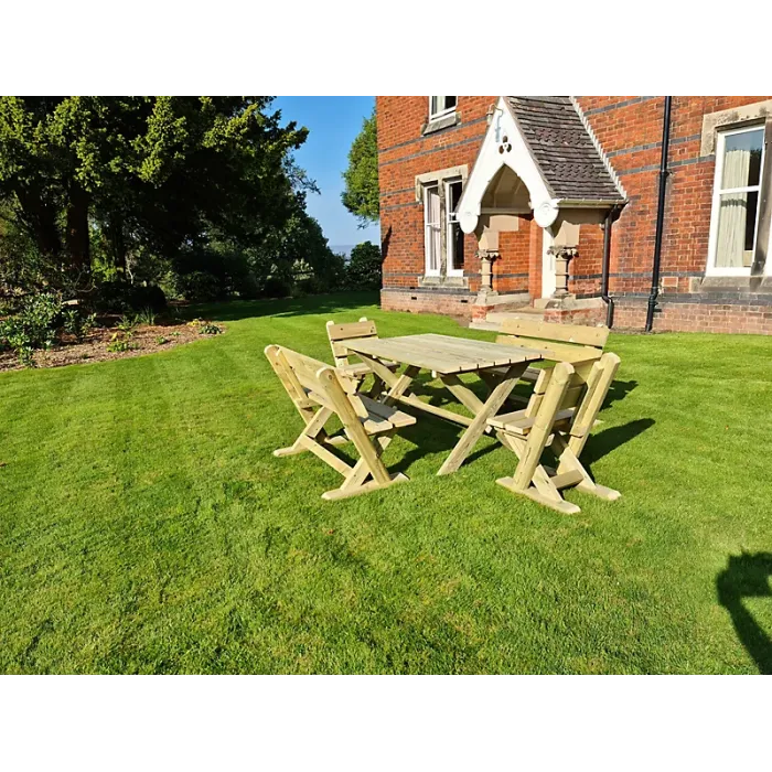 Ashcome Table Set Sits 6 Including 2 Bench and 4 Chairs - L120 x W93 x H77 cm