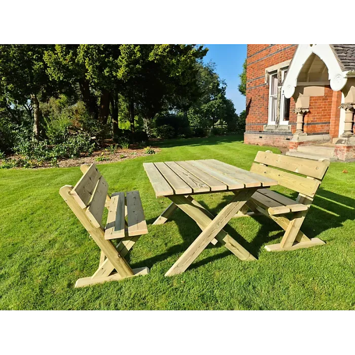 Ashcombe Table Set Sits 4 Including 2 Bench - L120 x W93 x H77 cm