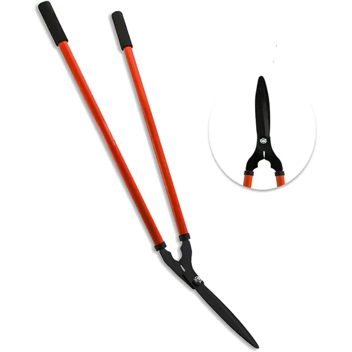 AAMEN Long Handled Lawn Shears Carbon Steel Head Comfortable Soft Grip Garden Shears for Hedges Lightweight Gardening Tool