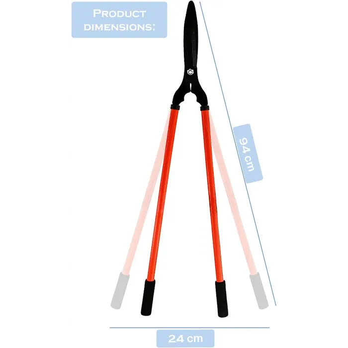 AAMEN Long Handled Lawn Shears Carbon Steel Head Comfortable Soft Grip Garden Shears for Hedges Lightweight Gardening Tool