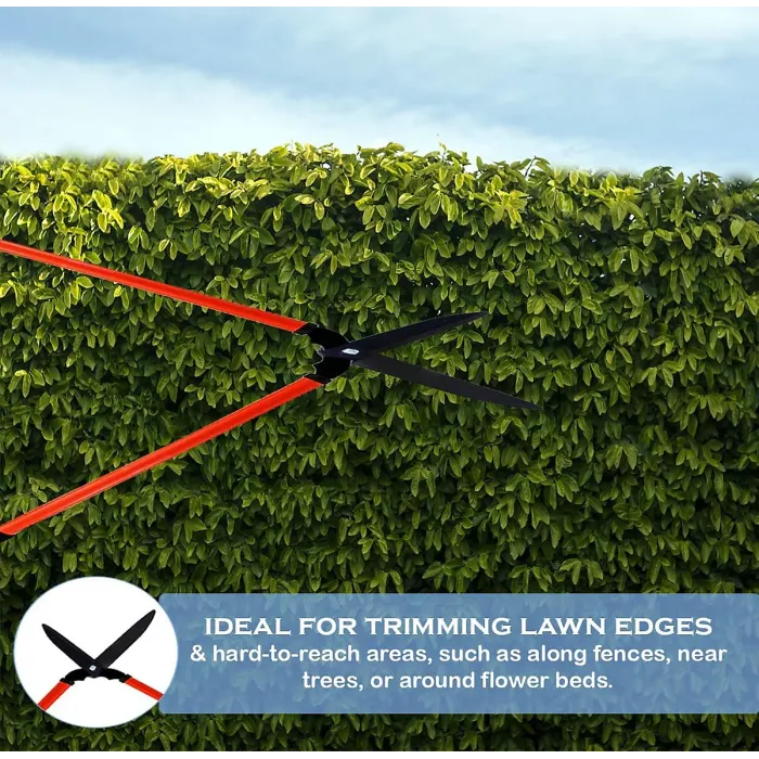 AAMEN Long Handled Lawn Shears Carbon Steel Head Comfortable Soft Grip Garden Shears for Hedges Lightweight Gardening Tool