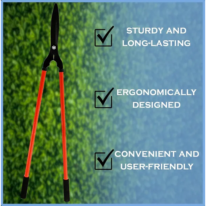 AAMEN Long Handled Lawn Shears Carbon Steel Head Comfortable Soft Grip Garden Shears for Hedges Lightweight Gardening Tool
