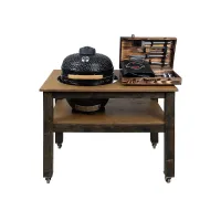 BBQ Space Outdoor Kitchen Islands, for Kamado Joe (Classic Joe I) Ceramic smoker (1.2m Length, with wheels)