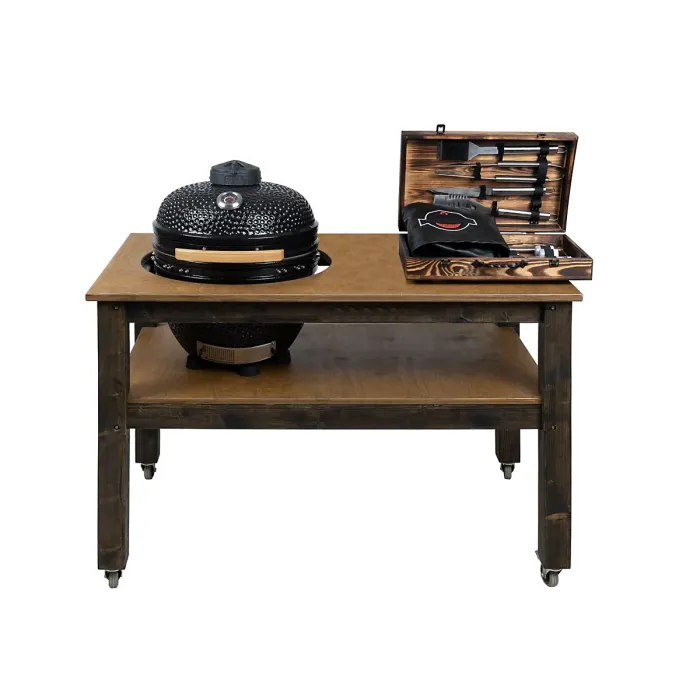 BBQ Space Outdoor Kitchen Islands, for Kamado Bono Media Ceramic smoker (1.6m Length, with wheels)