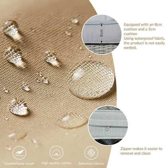 Abrihome 3-Piece Outdoor Garden Bistro Set, Grey Rattan Chairs with a White Concrete Side Table