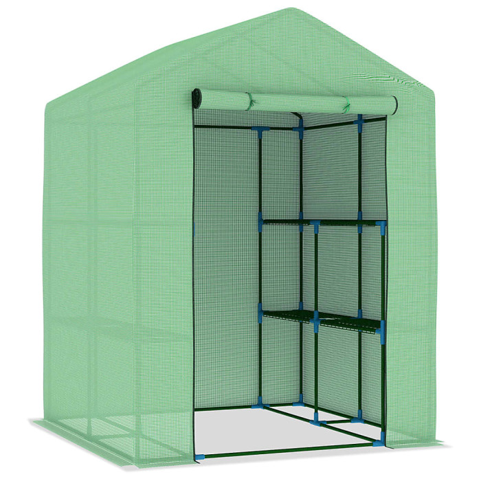 Berkfield Greenhouse with Shelves Steel 143x143x195 cm