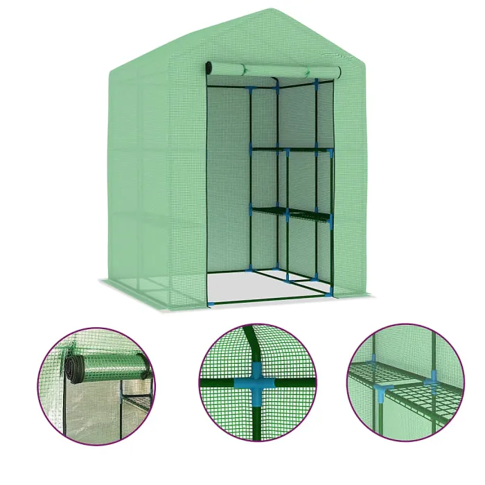 Berkfield Greenhouse with Shelves Steel 143x143x195 cm