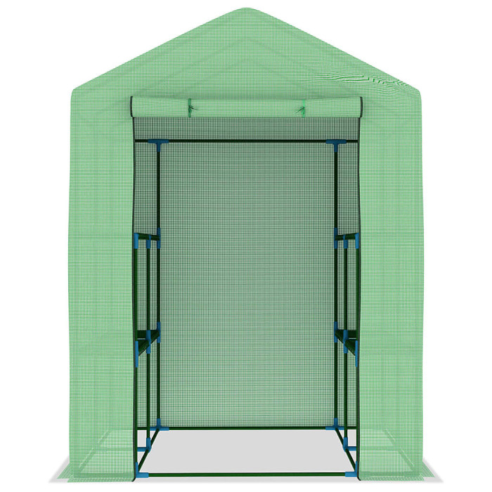 Berkfield Greenhouse with Shelves Steel 143x143x195 cm