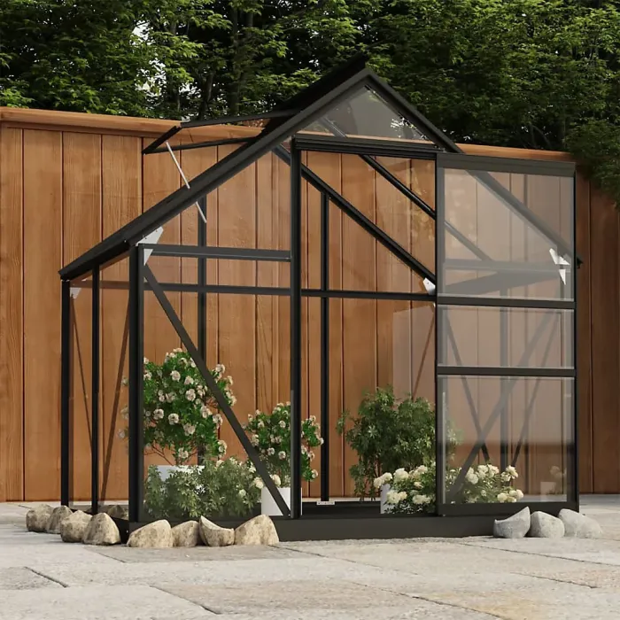 Berkfield Glass Greenhouse Anthracite 155x103x191 cm Aluminium