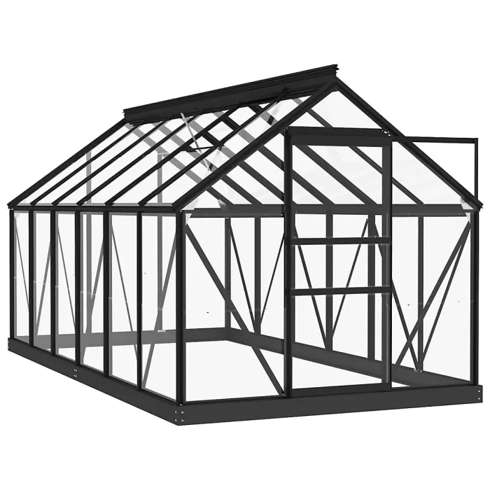 Berkfield Glass Greenhouse Anthracite 155x298x191 cm Aluminium