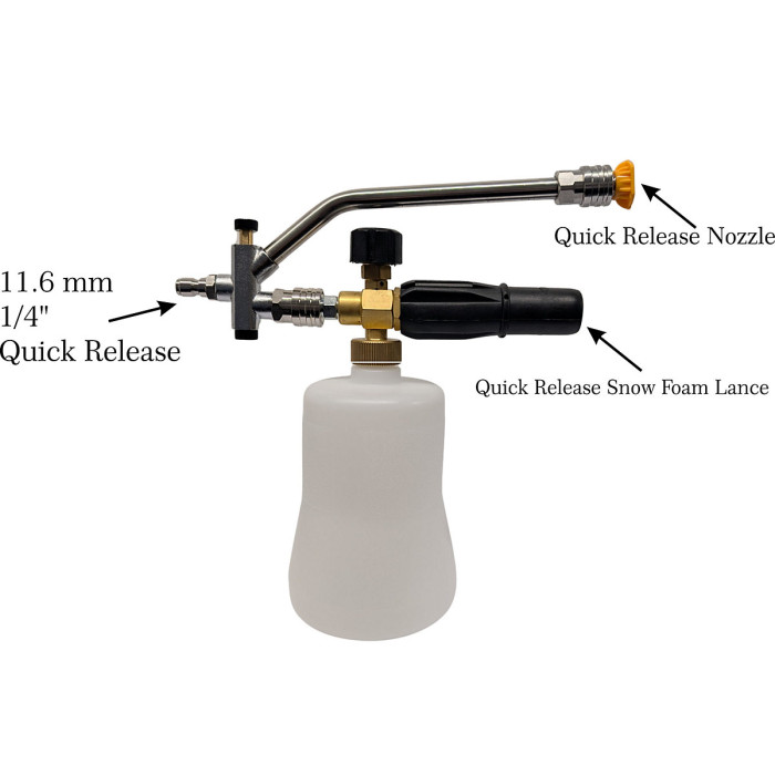 Dual Connector Lance Brass Snow Foam Lance 4 Nozzles 11.6 mm 1/4" Quick Release