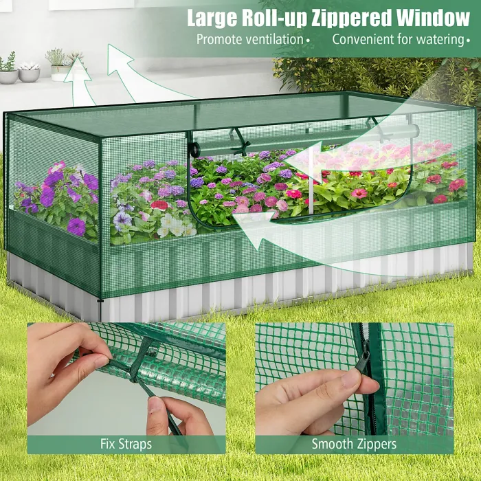 Costway 174x90x70CM Outdoor Greenhouse Rectangular Planter Box Kit Garden Raised Bed