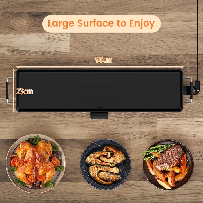 COSTWAY Electric XXL Teppanyaki Table Grill 90 x 23CM Non-Stick Griddle BBQ Hot Plate