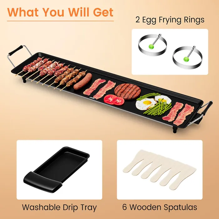 COSTWAY Electric XXL Teppanyaki Table Grill 90 x 23CM Non-Stick Griddle BBQ Hot Plate