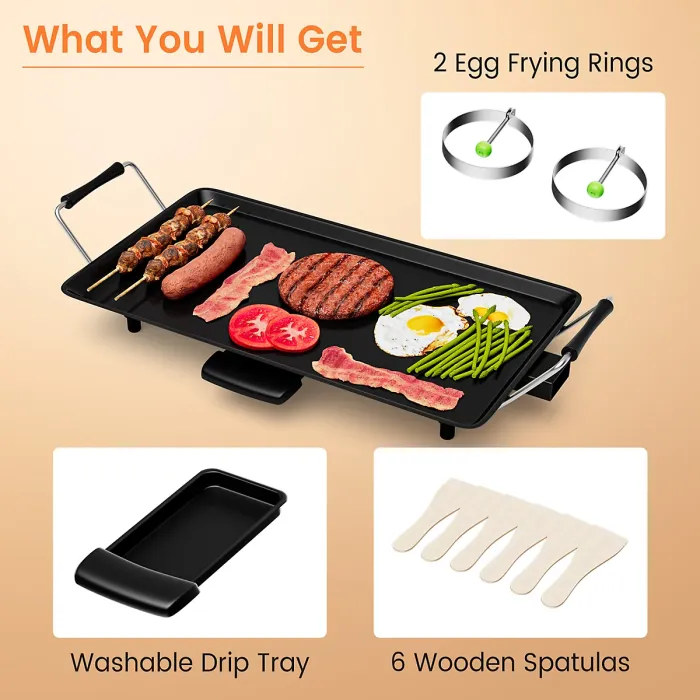 COSTWAY Electric Teppanyaki Table Grill 48 x 27CM Non-Stick Griddle BBQ Hot Plate 2000W
