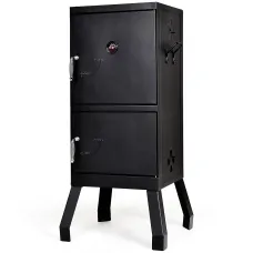 COSTWAY Vertical Charcoal Smoker Outdoors Charcoal Barbeque Iron Structure