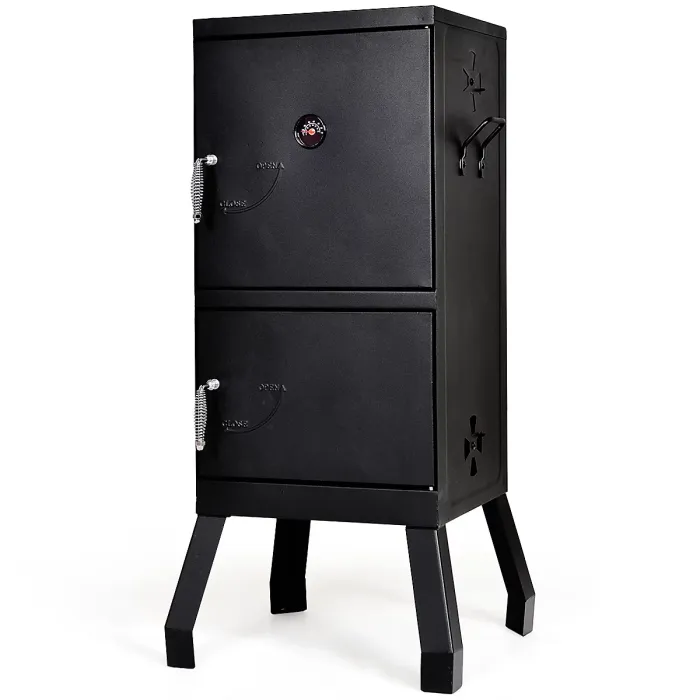 COSTWAY Vertical Charcoal Smoker Outdoors Charcoal Barbeque Iron Structure
