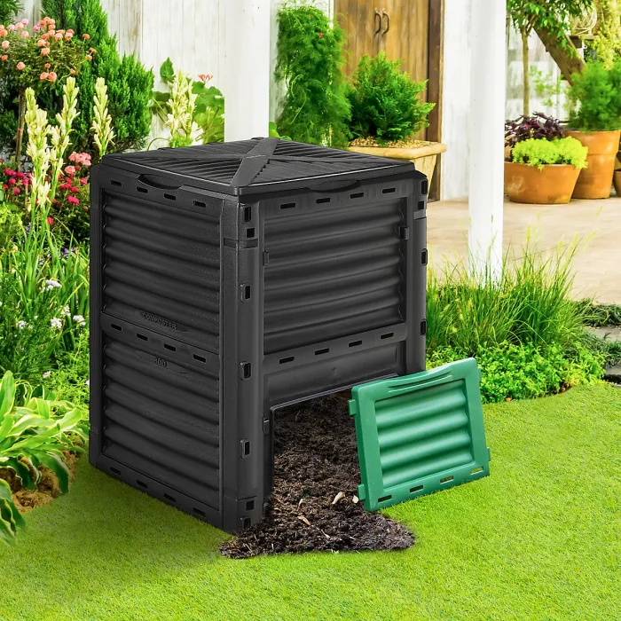 COSTWAY Large Outdoor Compost Bin 300L for Kitchen Waste & Garden Scraps-Green