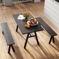 COSTWAY 3 Pieces Outdoor Picnic Table and Benches Set Patio Dining Set