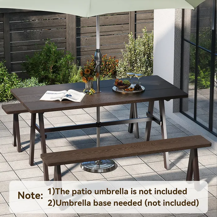 COSTWAY 3 Pieces Outdoor Picnic Table and Benches Set Patio Dining Set