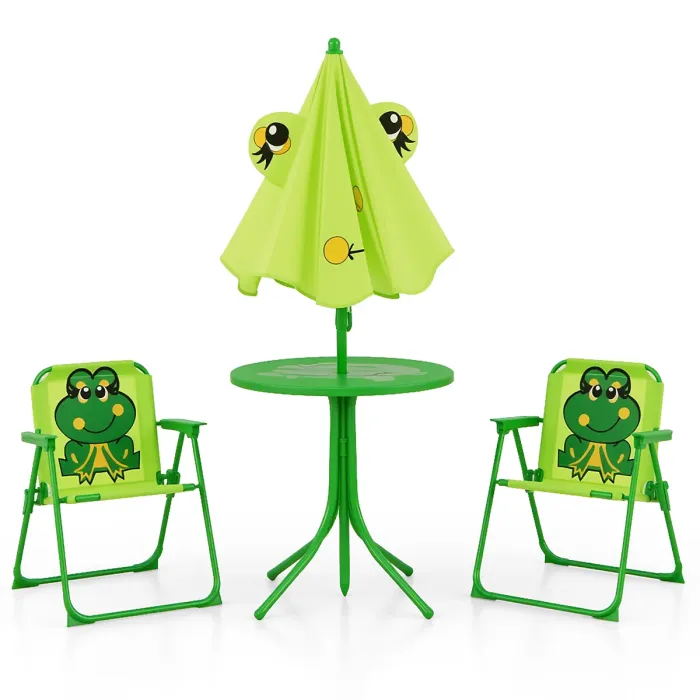 GAINOOM Kids Frog Picnic Table & Chair Set Collapsible Toddler Activity Table