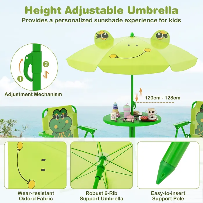 GAINOOM Kids Frog Picnic Table & Chair Set Collapsible Toddler Activity Table