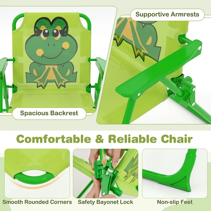 GAINOOM Kids Frog Picnic Table & Chair Set Collapsible Toddler Activity Table