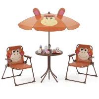 GAINOOM Kids Coffee Picnic Table & Chair Set Collapsible Toddler Activity Table