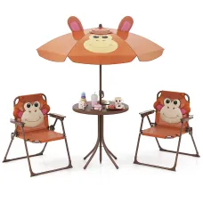 GAINOOM Kids Coffee Picnic Table & Chair Set Collapsible Toddler Activity Table