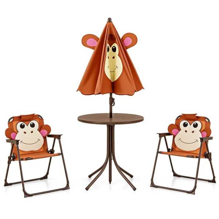 GAINOOM Kids Coffee Picnic Table & Chair Set Collapsible Toddler Activity Table