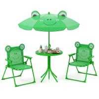 GAINOOM Kids Green Picnic Table & Chair Set Collapsible Toddler Activity Table