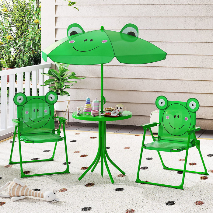 GAINOOM Kids Green Picnic Table & Chair Set Collapsible Toddler Activity Table