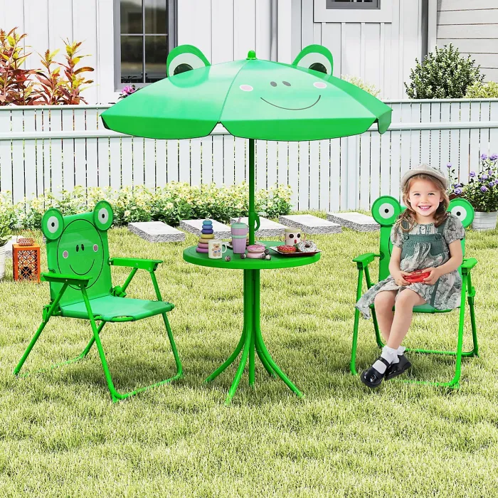 GAINOOM Kids Green Picnic Table & Chair Set Collapsible Toddler Activity Table