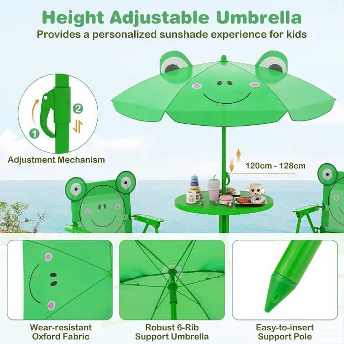 GAINOOM Kids Green Picnic Table & Chair Set Collapsible Toddler Activity Table