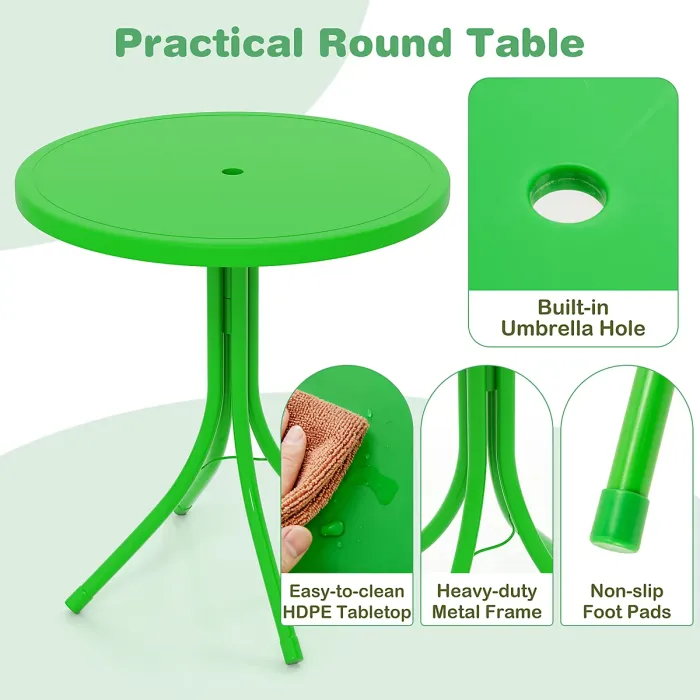 GAINOOM Kids Green Picnic Table & Chair Set Collapsible Toddler Activity Table
