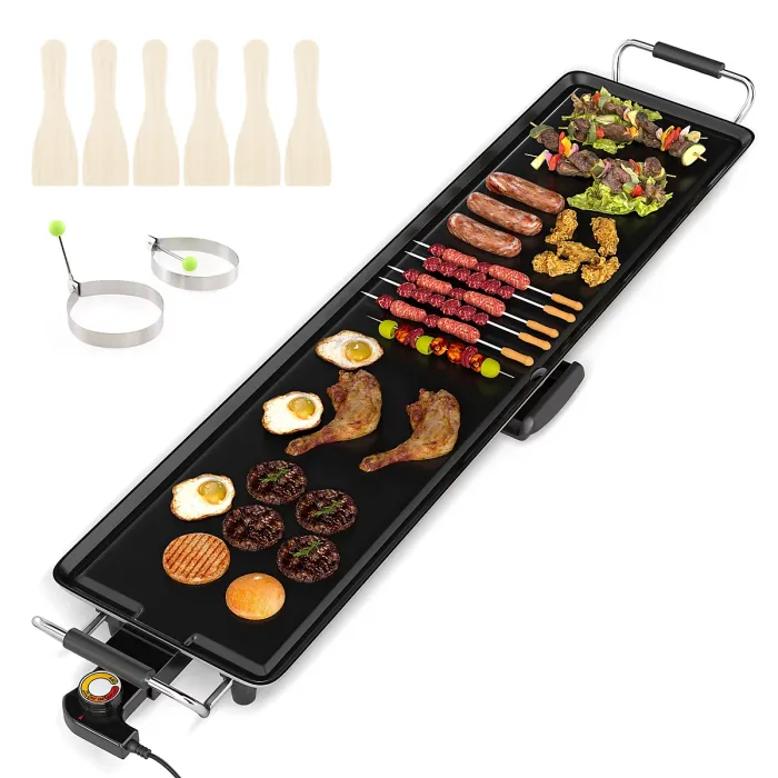 COSTWAY 89 x 22cm Electric Griddle Extra Large Teppanyaki Grill-Black