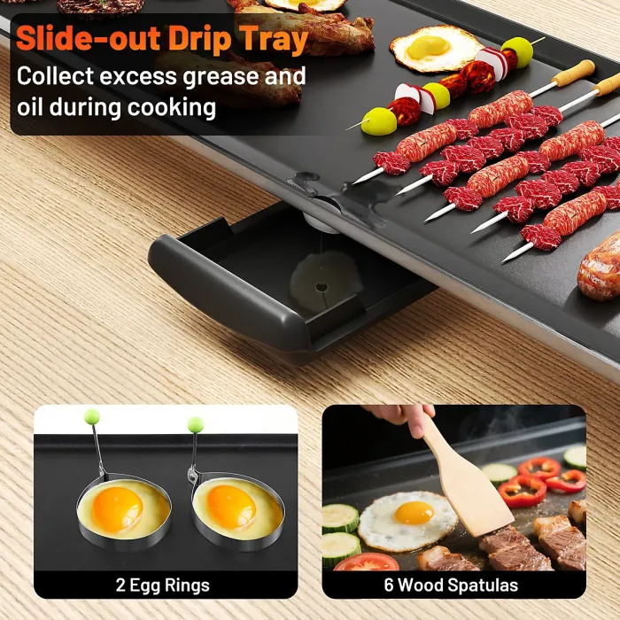 COSTWAY 89 x 22cm Electric Griddle Extra Large Teppanyaki Grill-Black