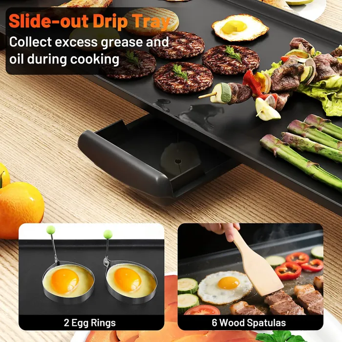 COSTWAY 89 x 22cm Electric Griddle Extra Large Teppanyaki Grill w/ Drip Tray-Black