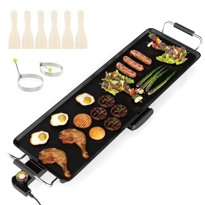 COSTWAY 69 x 22cm Electric Griddle Extra Large Teppanyaki Grill-Black