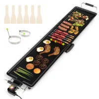 COSTWAY 100 x 22cm Electric Griddle Extra Large Teppanyaki Grill-Black